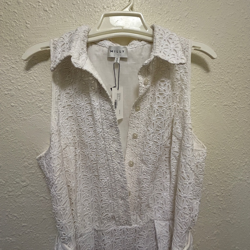 Milly eyelet sundress in white. Never worn with tags. Size 12.